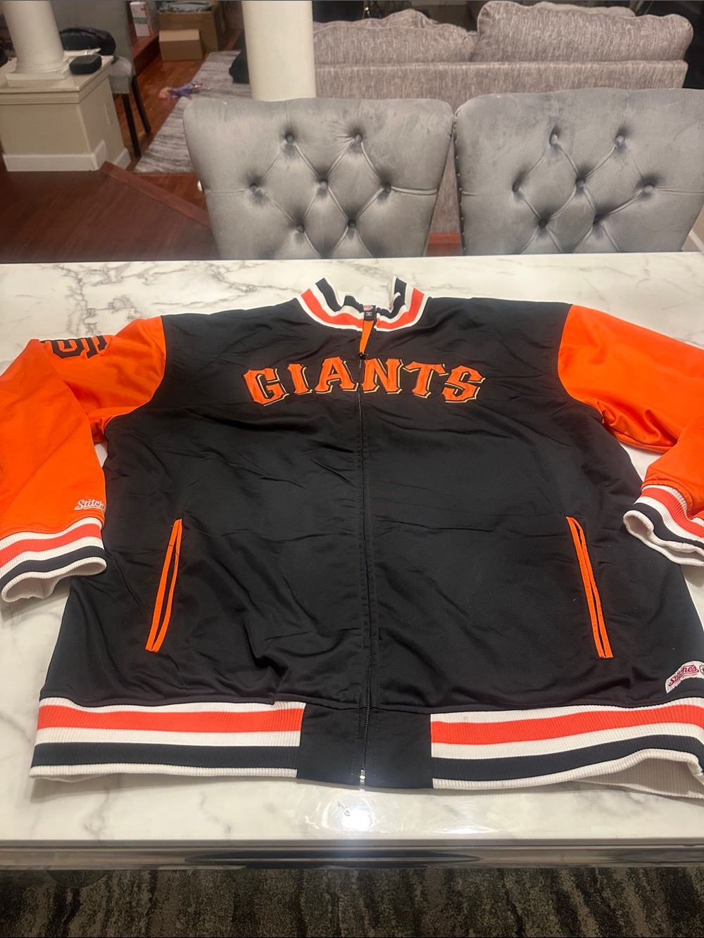 Stitches Black and Orange Giants jacket